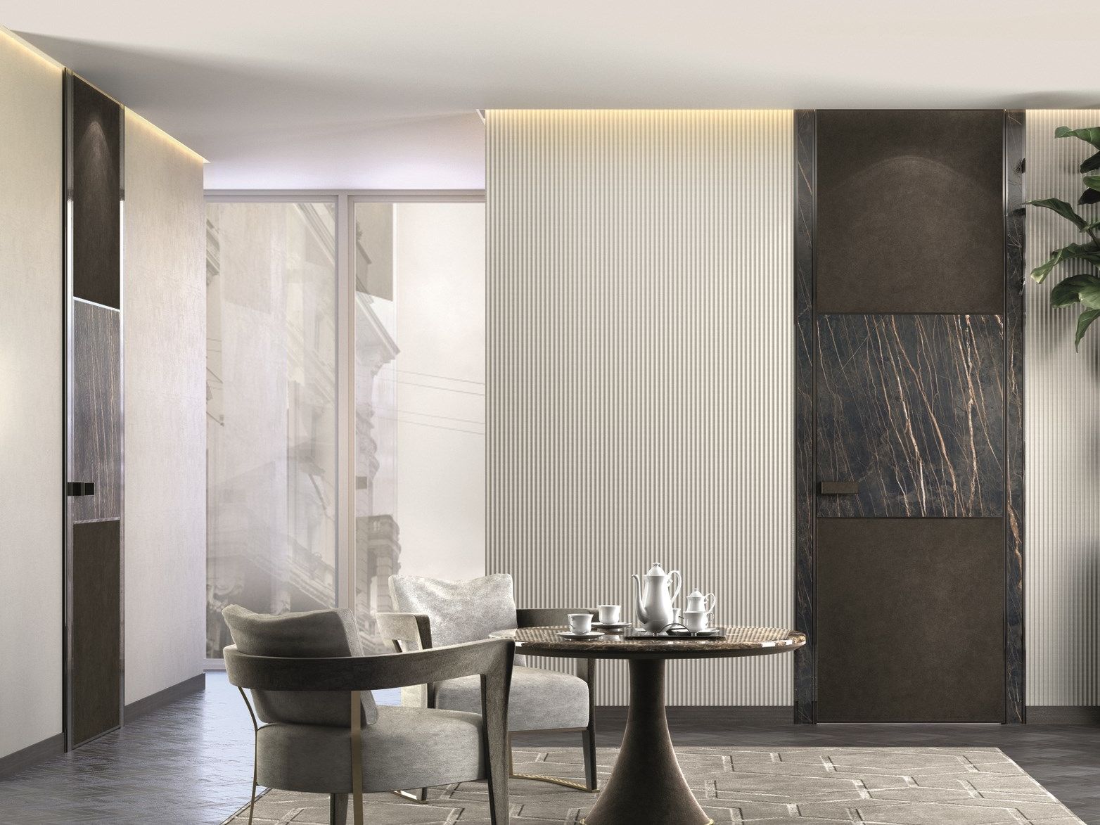 Кожаная распашная дверь Longhi Aluminiun Chic-Doors ARCH-00018686