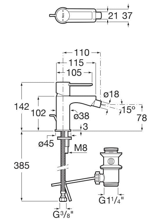 Смеситель для биде из латуни с поворотным горлышком Roca номерной знак ARCH-00137242 - Вид №2