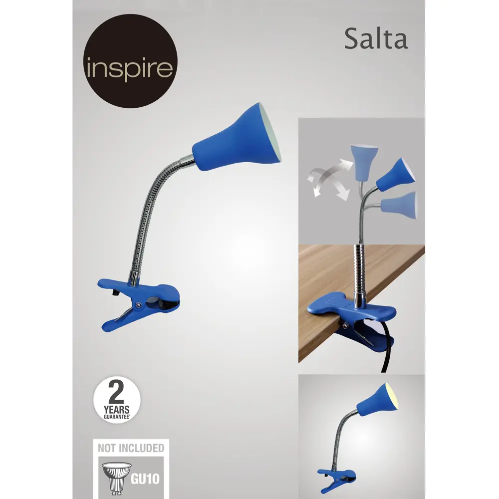 Рабочая лампа настольная Inspire Salta на клипсе, цвет голубой STLM-2186047 - Вид №4