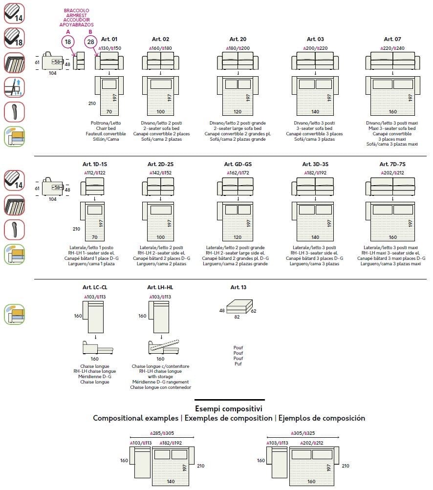 Двуспальный диван-кровать из ткани Felis Day &amp ARCH-00069260 - Вид №10