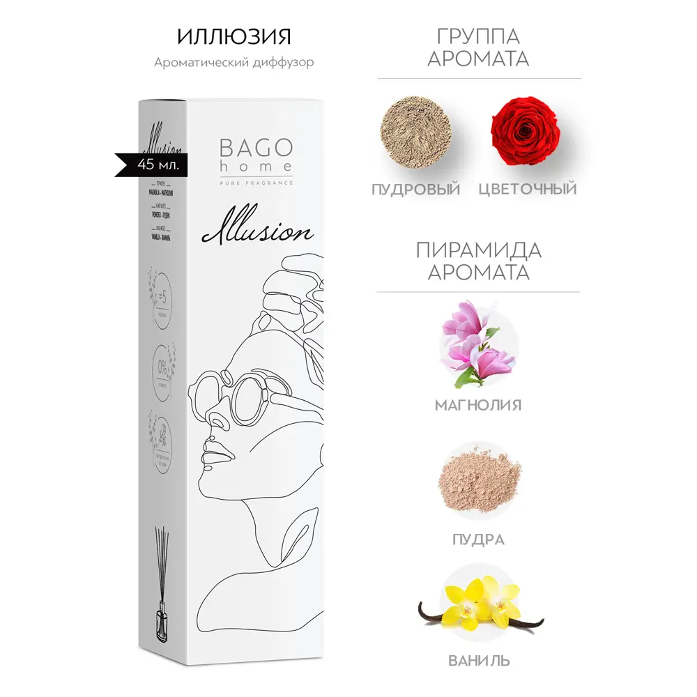 Ароматический диффузор Bago Home Иллюзия BAB0144 45 мл STLM-2058879 - Вид №1