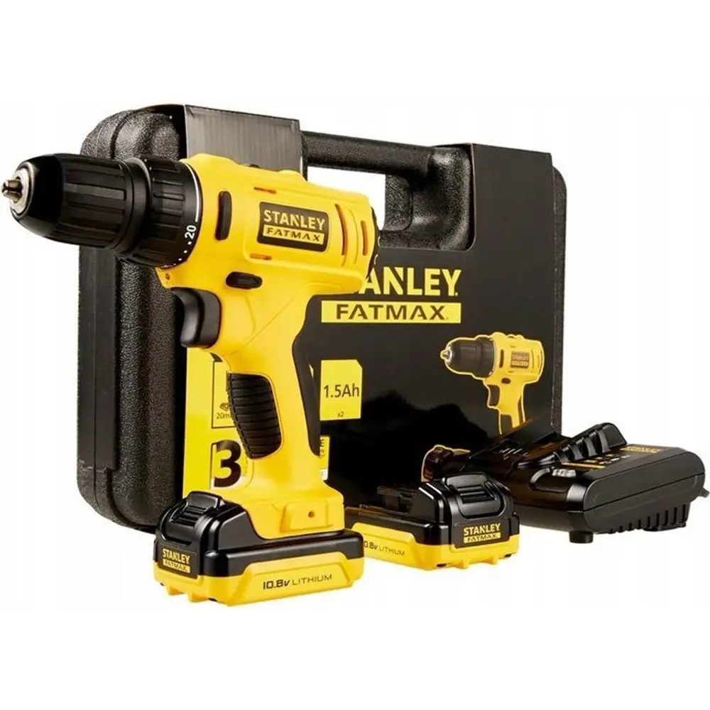 Дрель-шуруповерт аккумуляторная Stanley Fatmax FMC011S2, 10.8 В Li-ion 2X1.5 Ач STLM-2212316 - Вид №1
