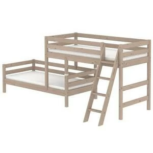 Кровать Flexa Classic двуспальная модульная с наклонной лестницей, коричневая, 190 см