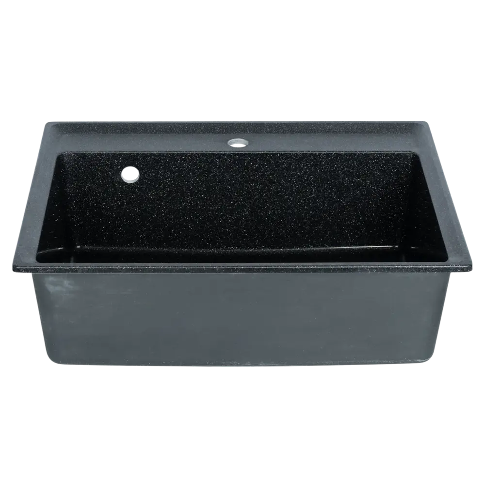 Granfest Level - врезная кухонная мойка из мраморной крошки черного цвета 89404388 STLM-1571400 - Вид №2