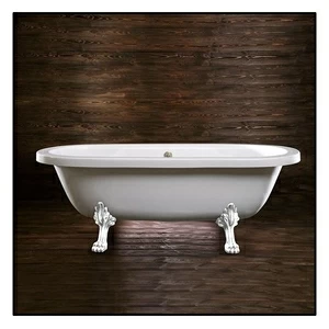 Ванна напольная отдельностоящая белая с белыми ножками "Львиная лапа" Akcjum Octavia WN-09-01-KB
