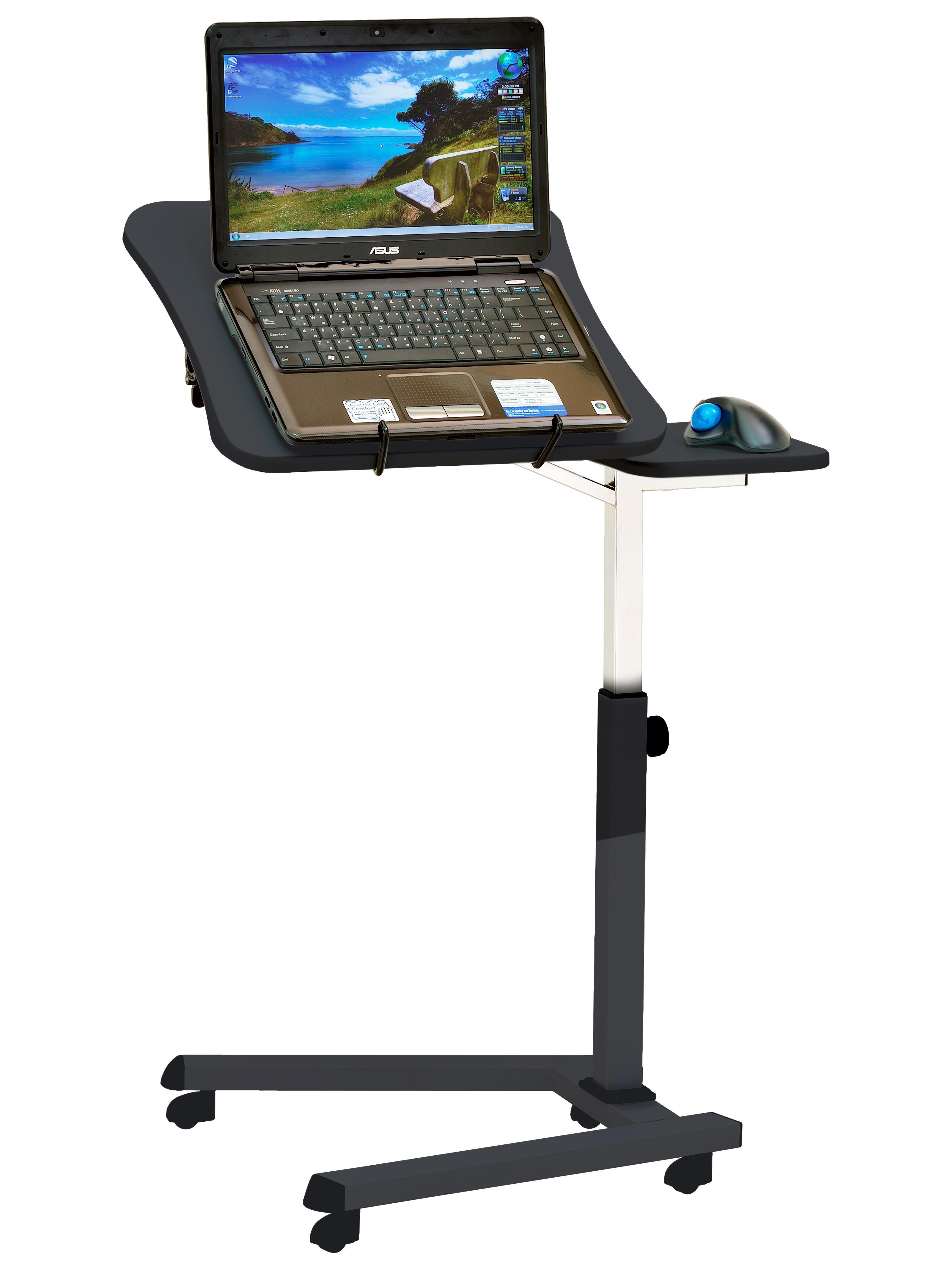 93740800 Стол ITTON для ноутбука с подставкой для мышки, на колёсиках цвет чёрный/хромированный Стол для ноутбука STLM-0564028 UNISTOR
