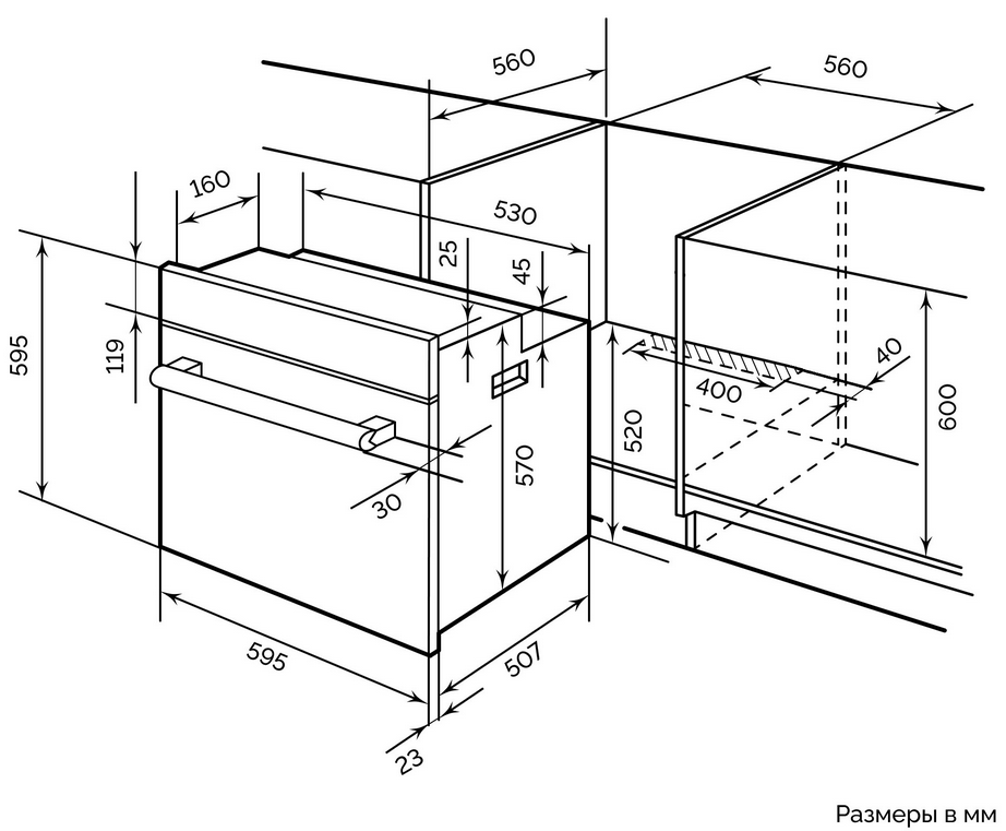 9903948 Электрический духовой шкаф LEX EDM 073 IX серебристый STDN-0023023 - Вид №11