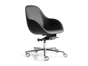 Кожаный регулируемый по высоте офисный стул с подлокотниками