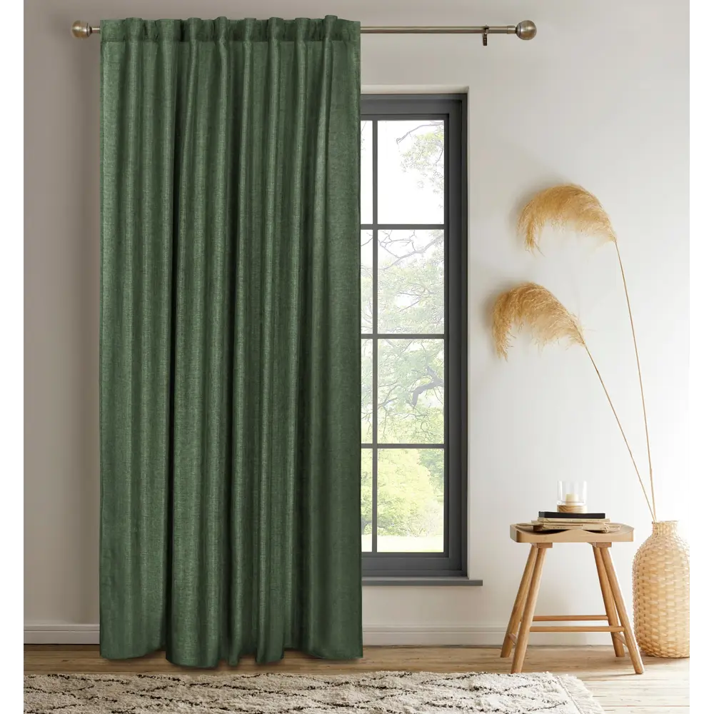 KREAFORTA Looks - штора на ленте с петлями 200×260 см зелёная рогожка 89405472 STLM-1568376