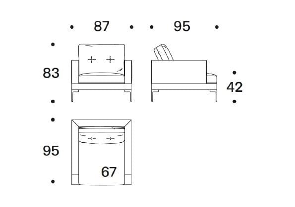 Съемное тканевое кресло с подлокотниками Saba Italia ARCH-00027072