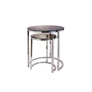 Приставной столик круглый с черным стеклом и основанием хром Luna, 2 штуки UNICO  248853 Хром;черный