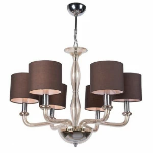 Люстра подвесная коричневая 6 ламп Newport 6116/C NEWPORT ДИЗАЙНЕРСКИЕ 00-3834290 Коричневый;хром