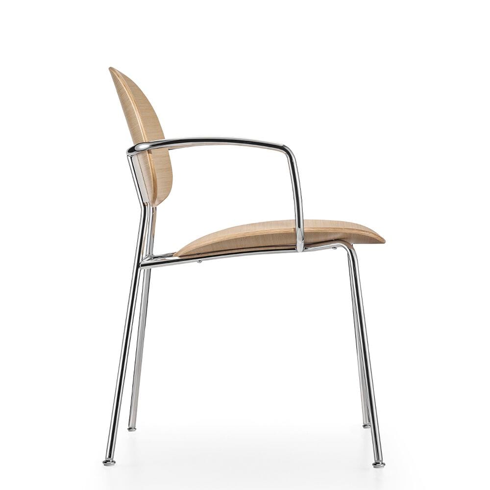 Стальной и деревянный стул с подлокотниками Infiniti круглый ARCH-00059699