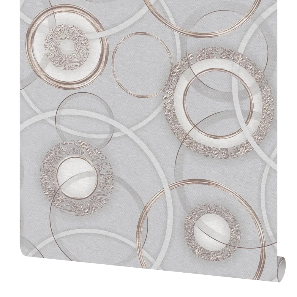 Обои бумажные Московская обойная фабрика Рондо в серо-золотых тонах 89369365 STLM-0829618