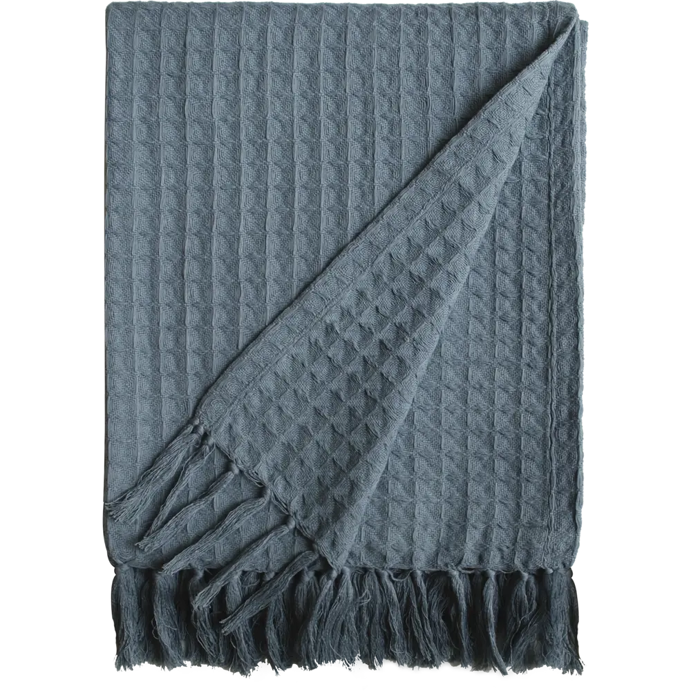 Плед Perrine 130x170 см хлопок цвет синий INSPIRE STLM-2115177