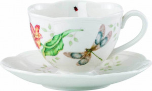 10554191 Lenox Чашка чайная с блюдцем Lenox "Бабочки на лугу.Стрекоза" 240мл Фарфор