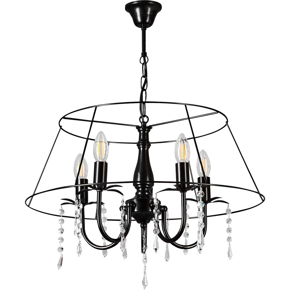 Люстра хрустальная подвесная Черный жемчуг 5xE14x60 Вт, металл/хрусталь, цвет чёрный СВЕТПРОМЪ STLM-2036859 - Вид №2