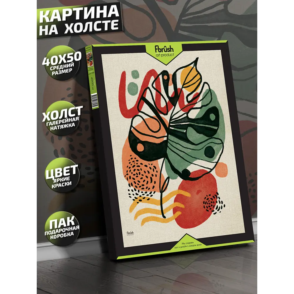 Картина на холсте Ботаника мин 2 40x50 см 85394566 STLM-2180487 FBRUSH  - Вид №3