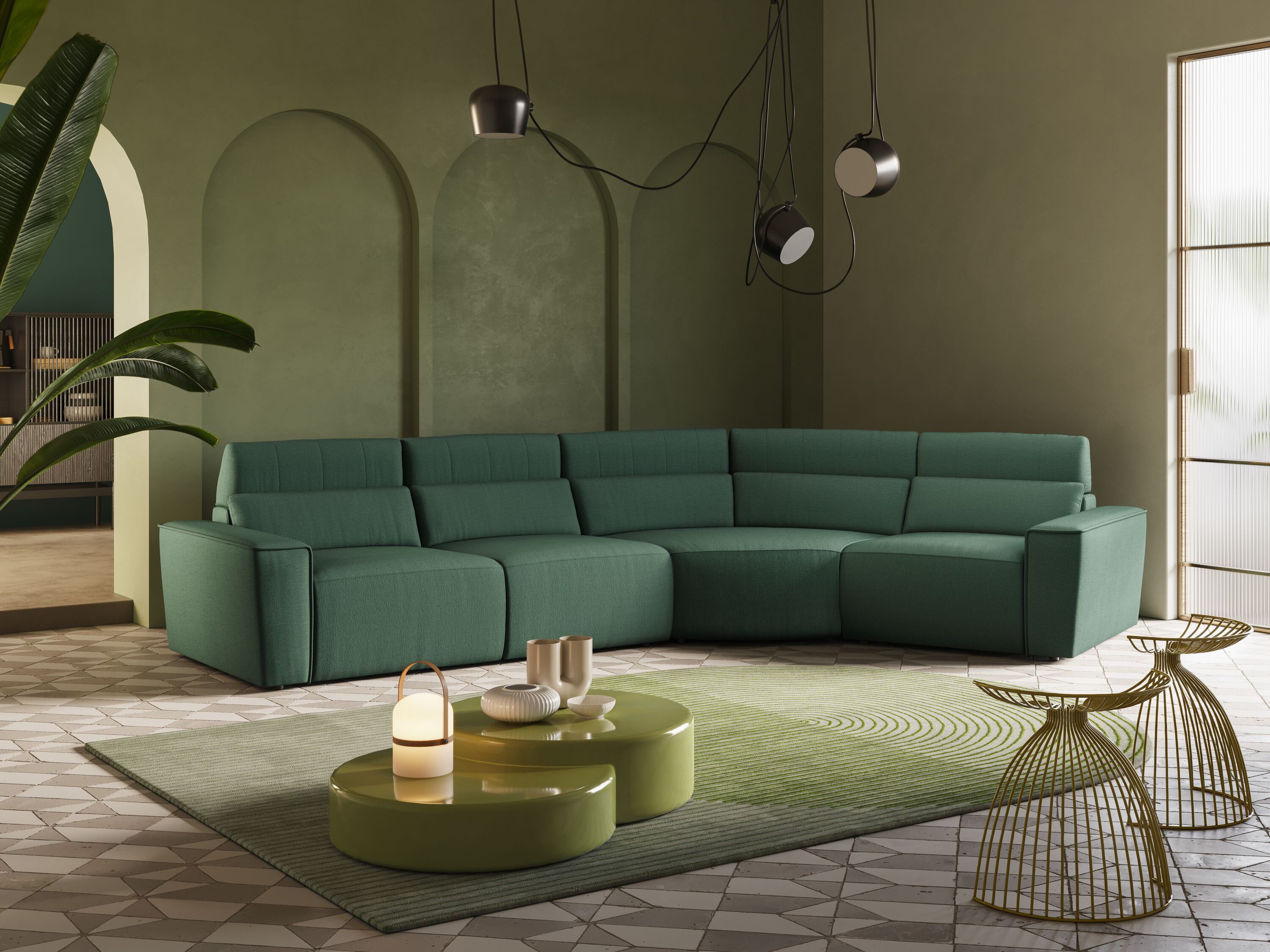 Угловой диван с откидной спинкой из ткани Divani.Store Clark ARCH-00090714