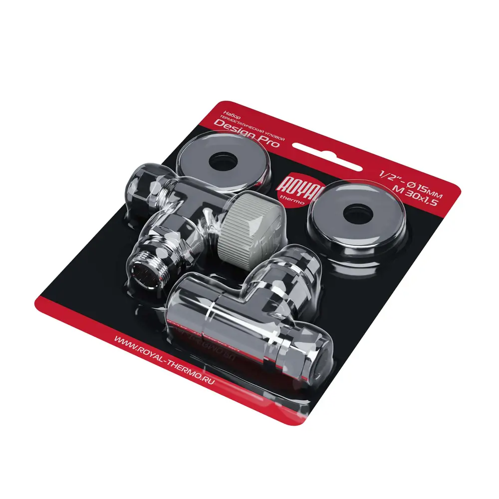 Термостатический комплект для радиатора угловой Royal Thermo Design Pro 1/2" латунь цвет хром STLM-2138538 - Вид №7