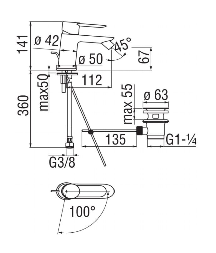 Смеситель для биде с поворотным горлышком Nobili песок ARCH-00059662 - Вид №2