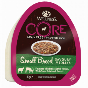 ПР0044929 Корм для собак Core для мелких пород, попурри из баранины и оленины конс. 85г Wellness