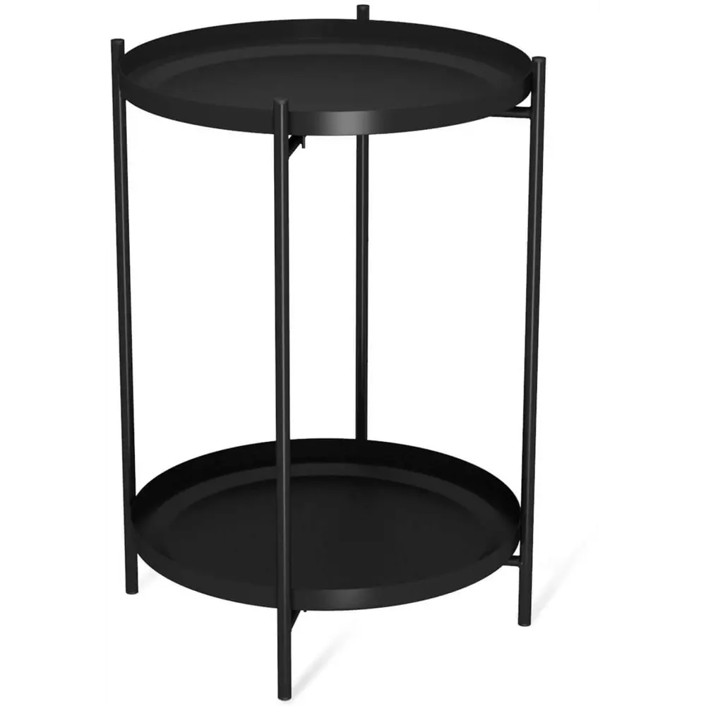 Столик кофейный Sheffilton Валли с двумя подносами круглый 38x38x52 см черный STLM-2088413