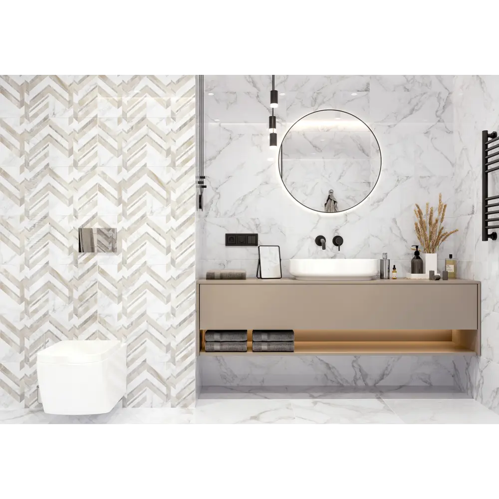 Плитка настенная Marmo Bianco 30х60 см 1.44 м² цвет белый Golden Tile STLM-2114728 - Вид №4