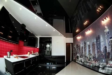Кухня с черным потолком (52 фото)