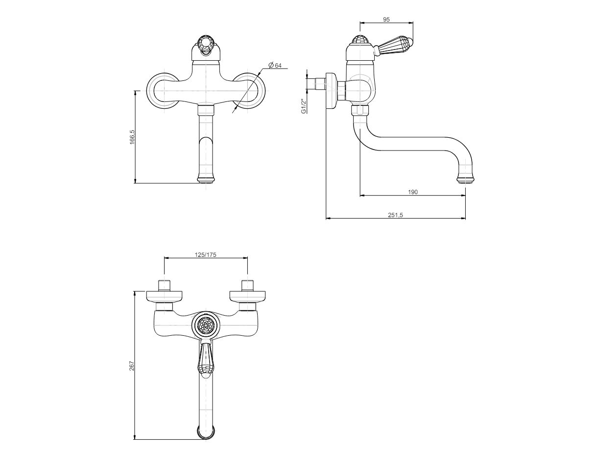 Настенный однорычажный кухонный смеситель с поворотным изливом Rubinetterie Frattini Morgan ARCH-00134720 - Вид №4