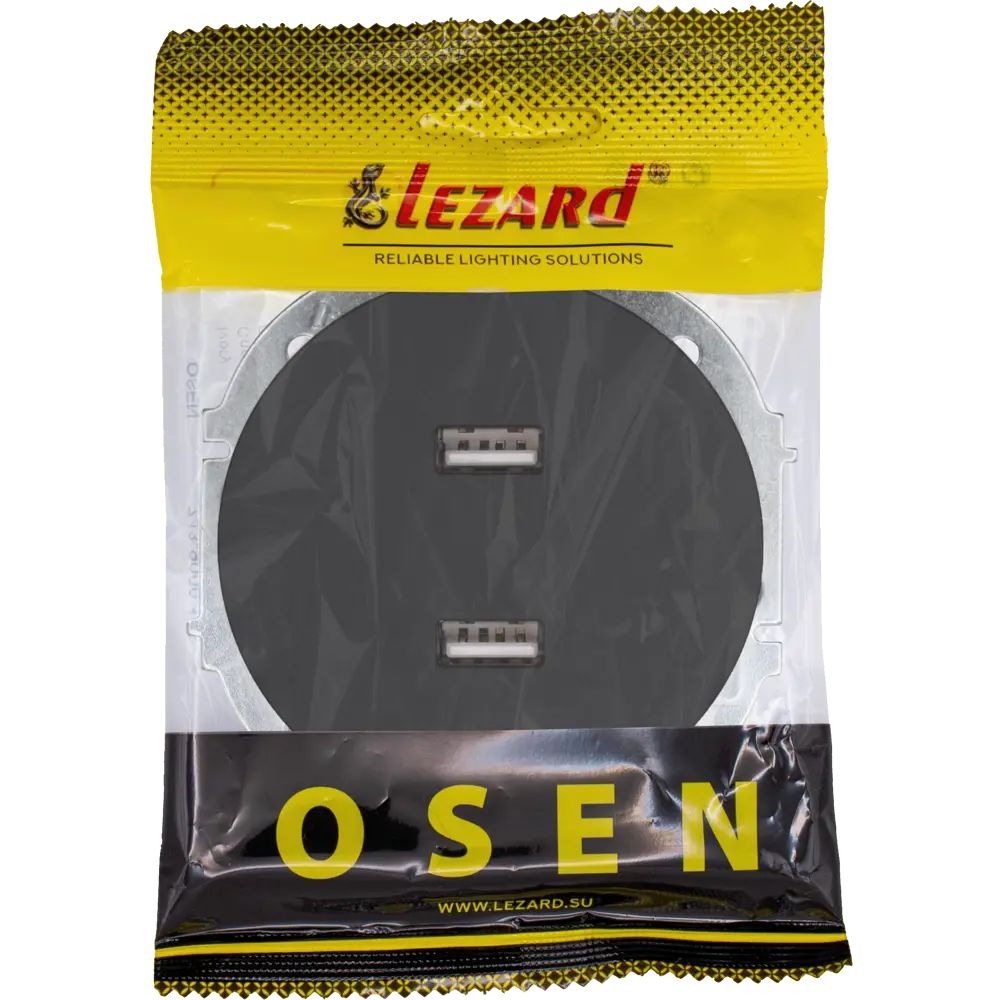 Розетка двойная USB встраиваемая Osen цвет черный LEZARD STLM-2056741 - Вид №6