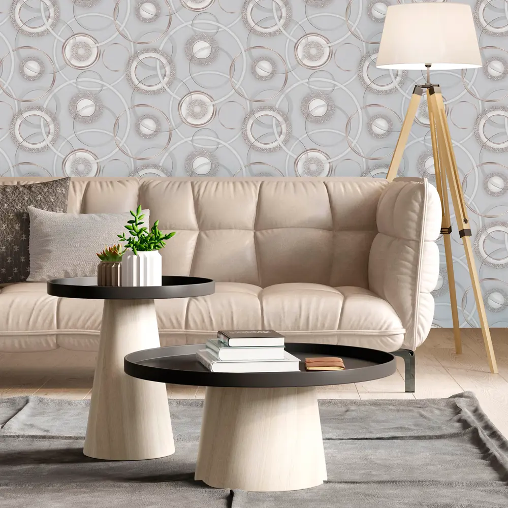 Обои бумажные Московская обойная фабрика Рондо в серо-золотых тонах 89369365 STLM-0829618 - Вид №2