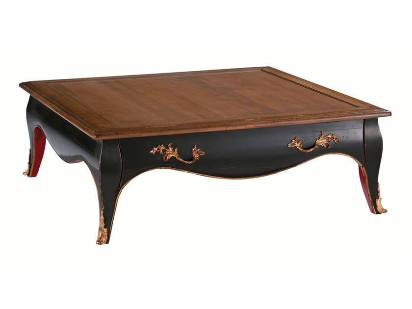 Низкий квадратный вишневый журнальный столик с отсеком для хранения ROCHE BOBOIS VOLUTES ARCH-00149794