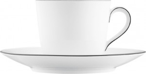 10642837 Furstenberg Чашка кофейная с блюдцем Furstenberg "Вагенфельд" 200мл (с чёрным кантом) Фарфор