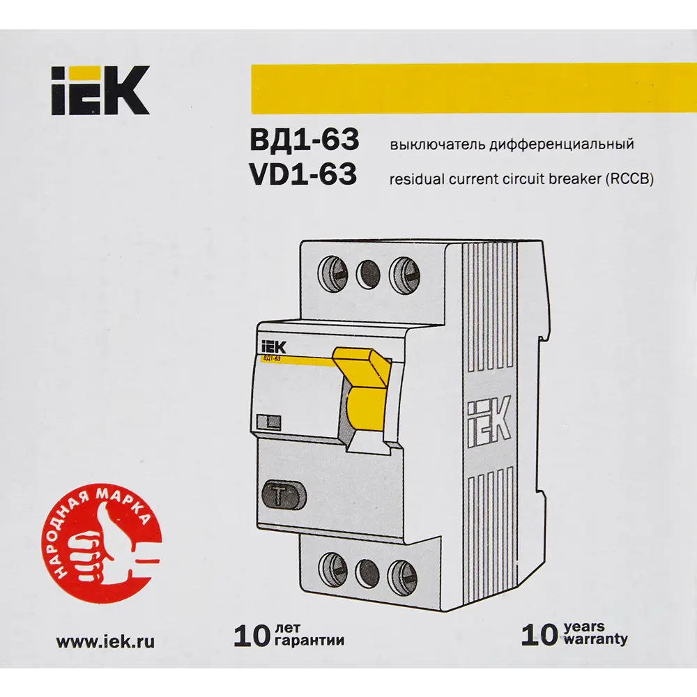 УЗО IEK ВД1-63 2Р 63 А 100 мА 4.5 кА AC STLM-2090746 - Вид №5