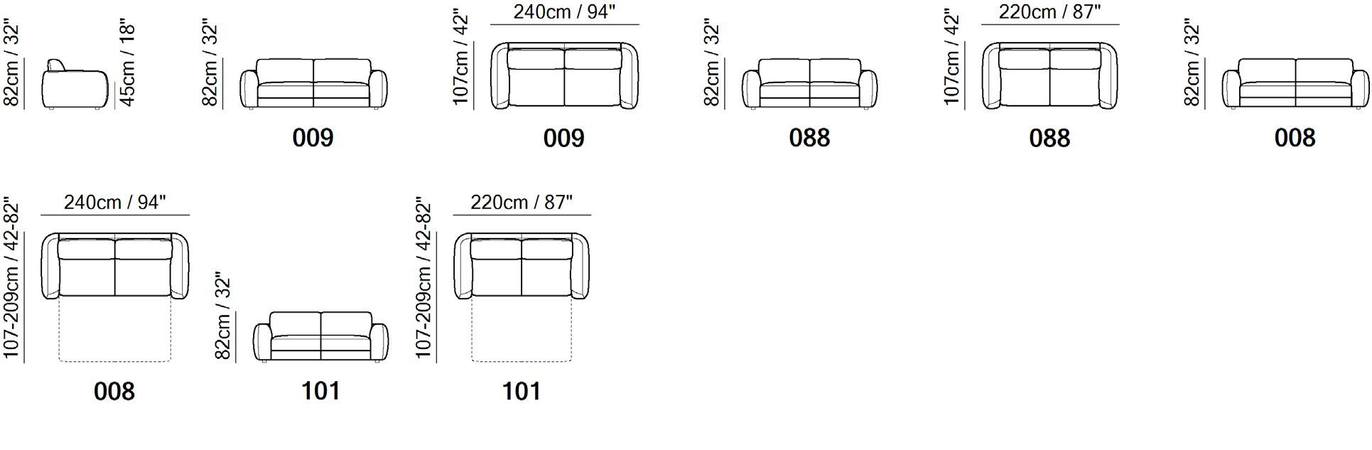 Двуспальный диван-кровать из ткани Natuzzi Italia SIMPLE ARCH-00119594 - Вид №5