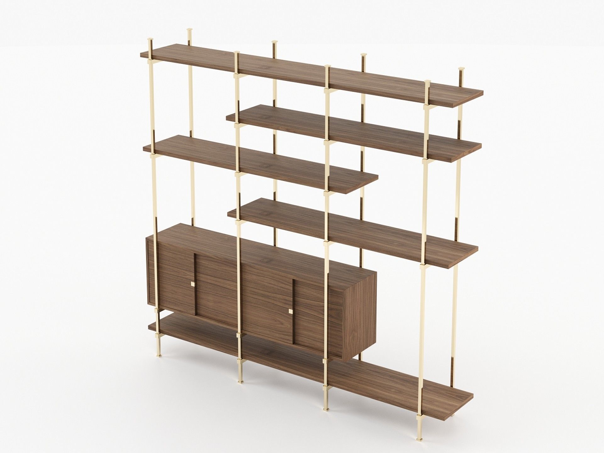 Книжный шкаф из нержавеющей стали и дерева с ящиками Laskasas ARCH-00109941 - Вид №2