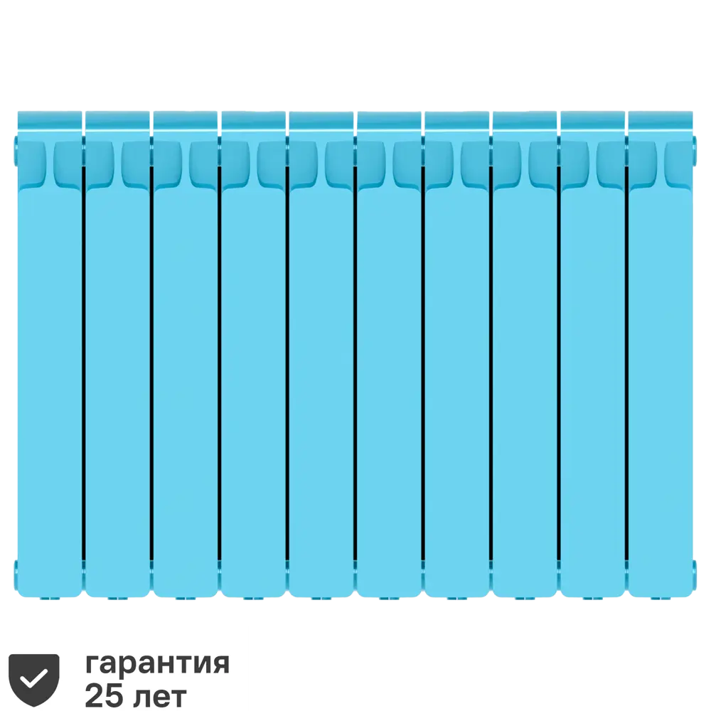 Радиатор Rifar Monolit 500/100 биметалл 10 секций боковое подключение цвет голубой