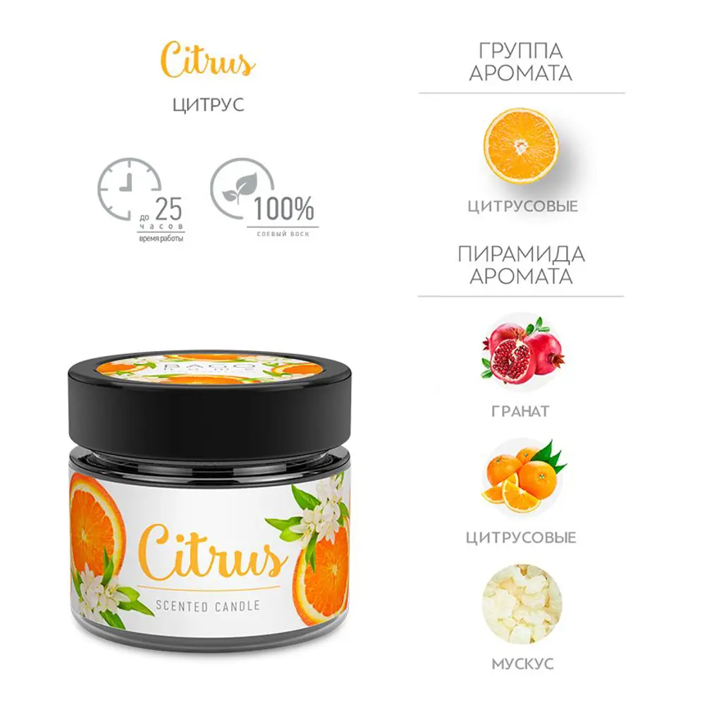 Свеча ароматизированная Цитрус цвет мультиколор 5.8 см Bago home STLM-2186658 - Вид №4