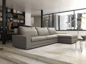 Кожаный раскладной диван-кровать с полуостровом