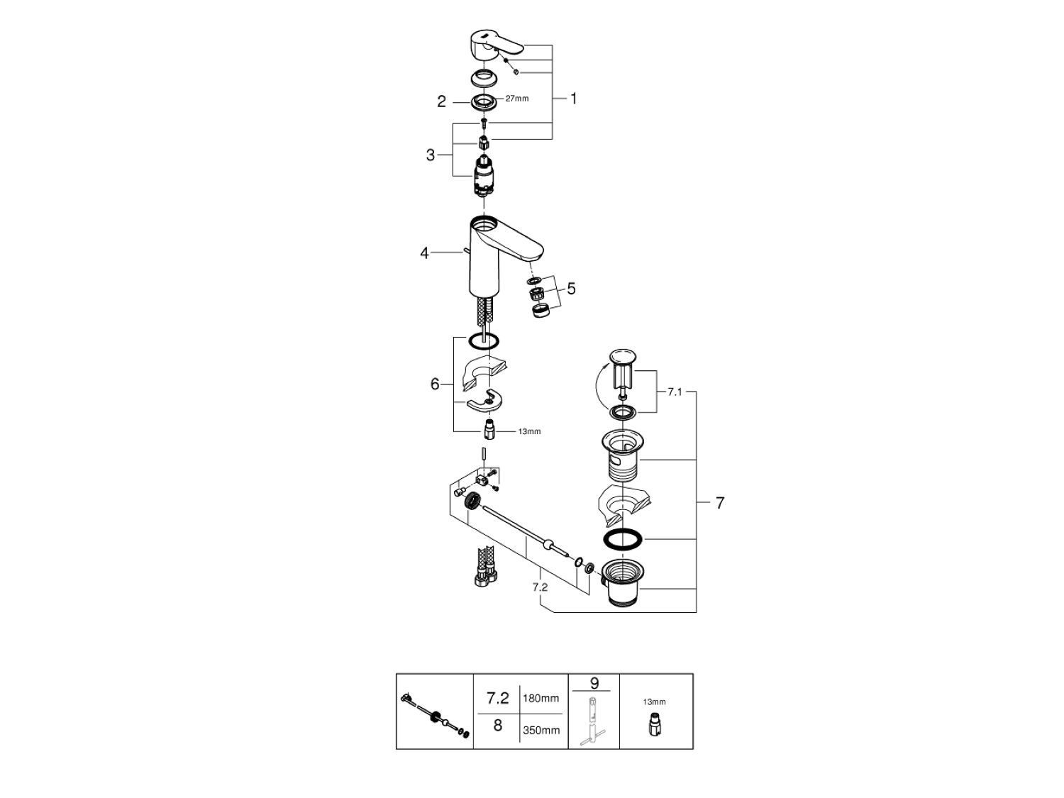 Смеситель для раковины Grohe BauEdge ARCH-00071401 - Вид №3