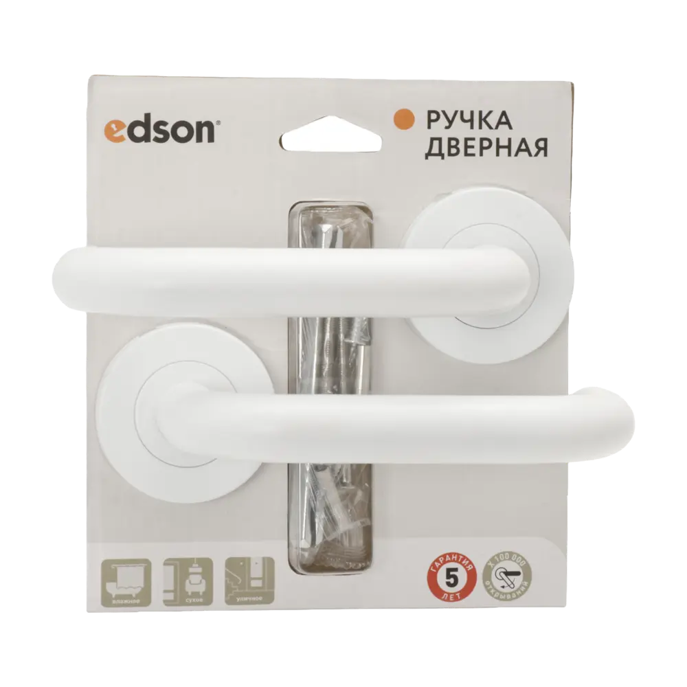 Дверная ручка на розетке Edson EDS-17-R0 без запирания цвет белый STLM-2108063 - Вид №2