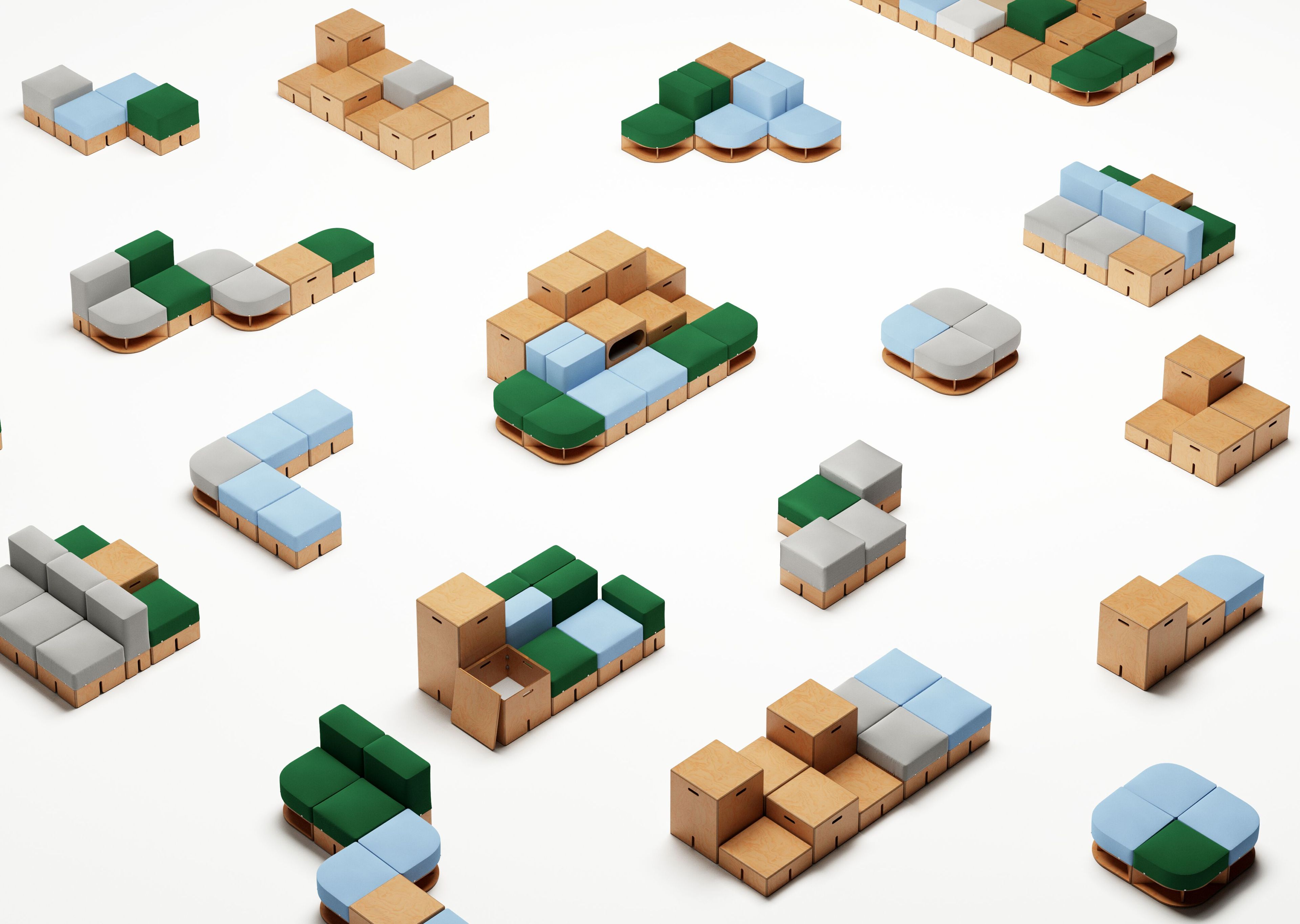 Модульный деревянный пуф KEIGIO® KEIGIO® 54X54 ARCH-00047346 - Вид №4