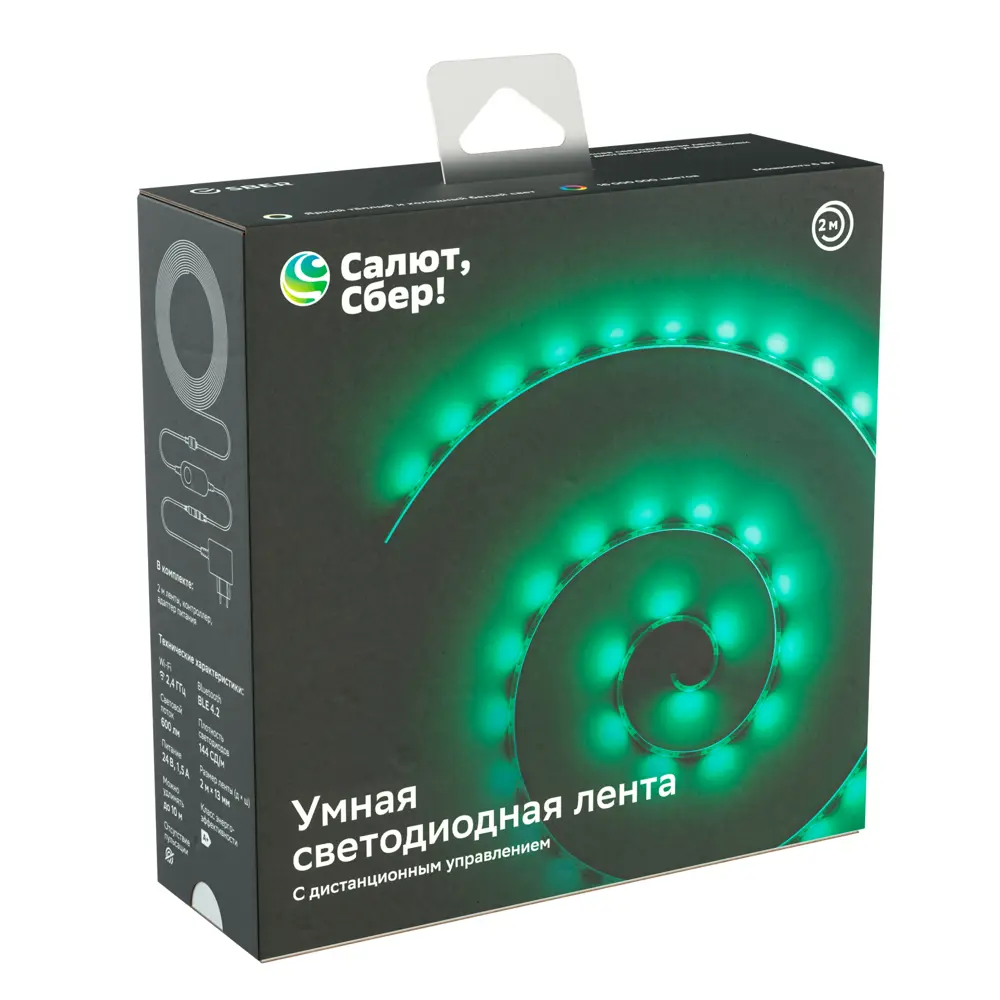 Умная светодиодная лента Sber SBDV-00033 144 диода/3 Вт/м 220-240 В 46 мм IP65 2 м RGB 82905331 STLM-2148059 Santreyd 