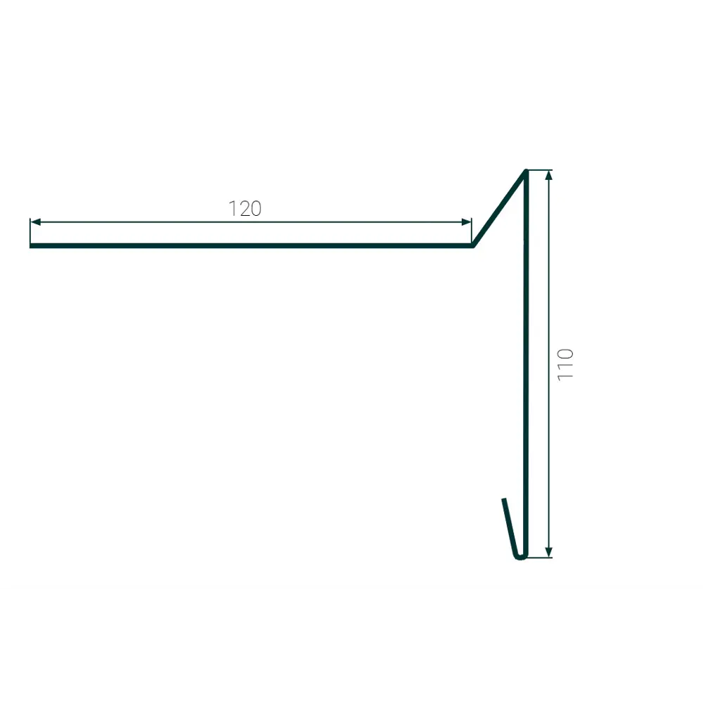 Планка ветровая для мягкой кровли 110x120x2000 мм 0.4 мм RAL 7024 серый Santreyd STLM-2008625 - Вид №1