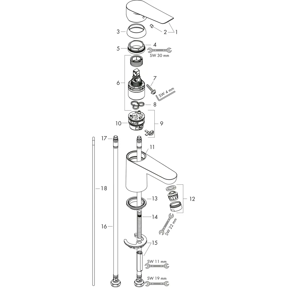 Смеситель для раковины Hansgrohe Logis E однорычажный цвет хром STLM-2174099 - Вид №7