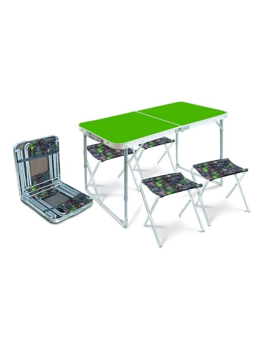 91057637 Садовая мебель для обеда алюминий зеленый : стол, 4 стула ССТ-К2/6 STLM-0461413 NIKA