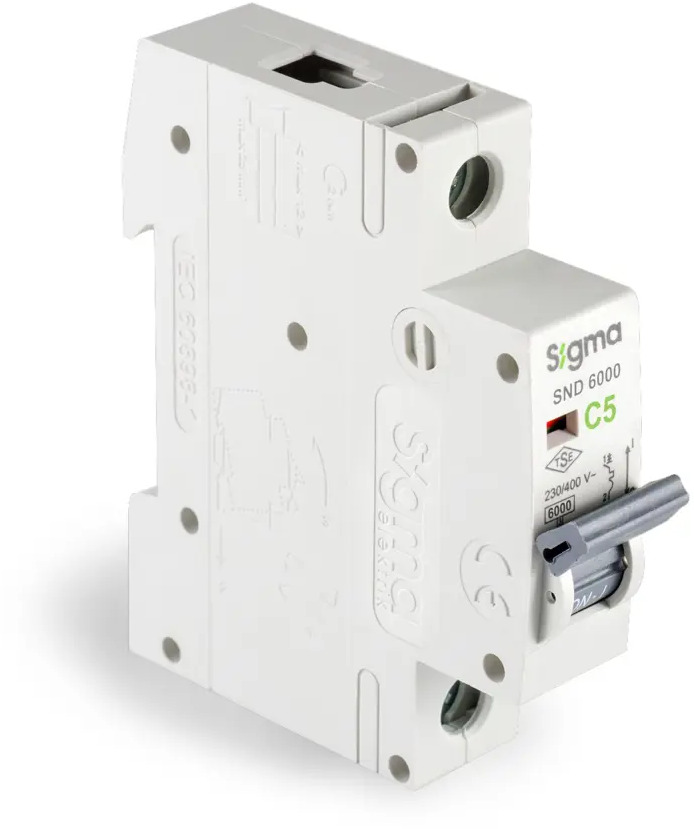 91228103 Автоматический выключатель Sigma elektrik 1P C5 А 6 кА 6SM105C STLM-1102045