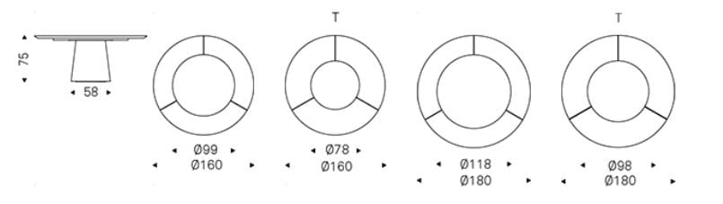 Круглый деревянный и керамический стол Cattelan italia Rado ARCH-00108672 - Вид №1