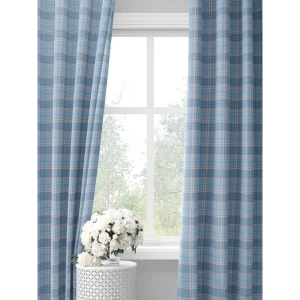 Комплект штор на шторной ленте Decoracion Stewart tartan 145x275 см цвет голубой